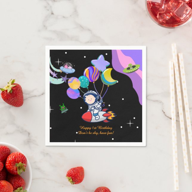 Space Birthday Party Napkin | Galaxy Theme Decor Serviette (Beispiel)