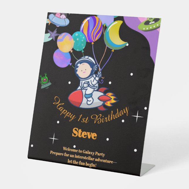 Space Birthday Party Theme Sockelschild (Vorderseite)