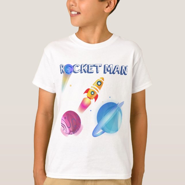 Space Birthday Personalisiert T-Shirt (Vorderseite)