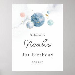 Space Birthday Welcome Sign Poster