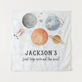 Space Birthday Welcome Sign Wandteppich