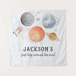 Space Birthday Welcome Sign Wandteppich