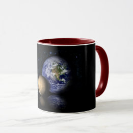 Space Black Blue Mars Earth Foto Collage Tasse