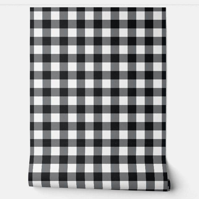 Space Black Gingham-Karo Büffel Plaid Tapete (Abrollen)