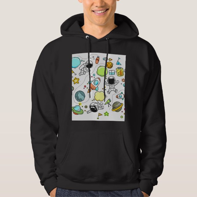 "Space" Black Men Hoodie (Vorderseite)