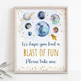 Space Blue Gold Gastgeschenk Geburtstagssignatur Poster