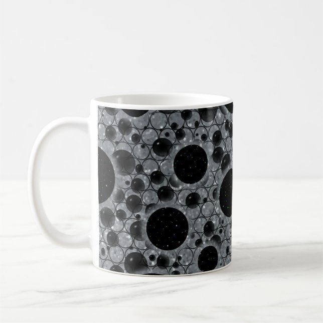 Space Bubble Spots - Glitter Silber Kaffeetasse (Links)