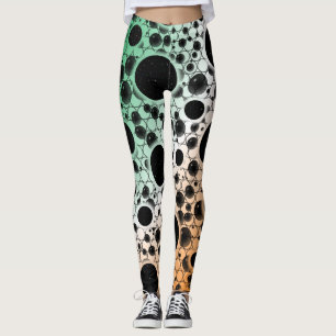 Space Bubble Spots - Grün/Weiß/Orange Leggings