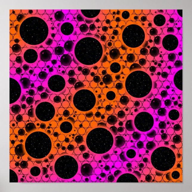 Space Bubble Spots - Orange/Pink Poster (Vorne)