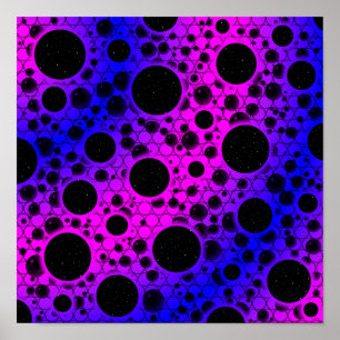 Space Bubble Spots - Pink/Blau Poster