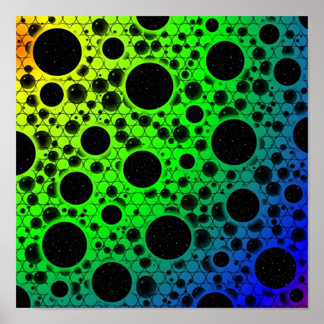Space Bubble Spots - Rainbow OYGBP Poster (Vorne)