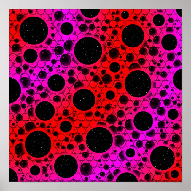 Space Bubble Spots - Rot/Pink Poster (Vorne)