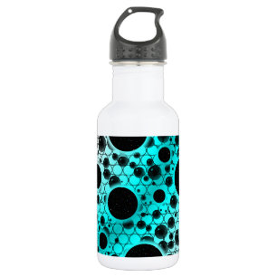Space Bubble Spots - Weiß/Cyan Edelstahlflasche