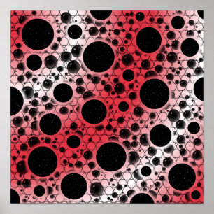 Space Bubble Spots - Weiß/Koralle Poster
