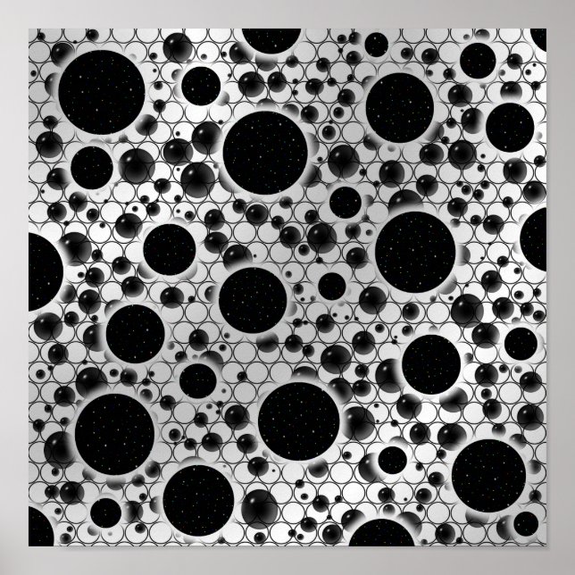 Space Bubble Spots - Weiß/Silber Poster (Vorne)