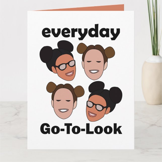 Space Buns Frisur Alltag Look Mode Karte (Vorderseite)