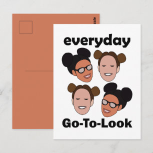 Space Buns Frisur Alltag Look Mode Postkarte