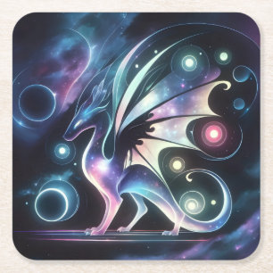 Space Butterfly Dragon Rechteckiger Pappuntersetzer
