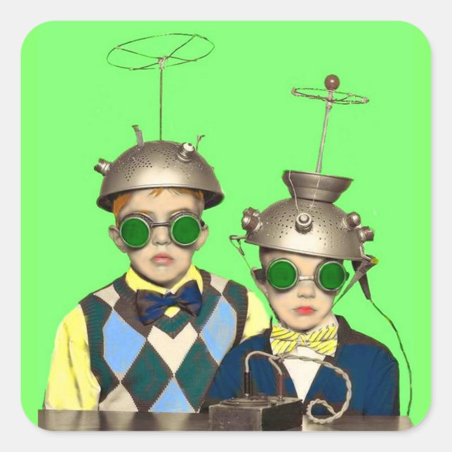 Space Cadet Brothers Quadratischer Aufkleber (Vorderseite)