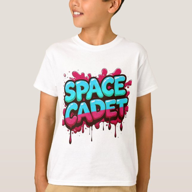 Space Cadet Graffiti-Typografie T-Shirt (Vorderseite)