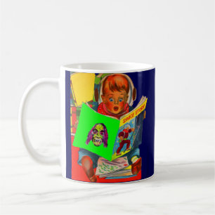 Space cadet Junge lese sci fi book Kaffeetasse