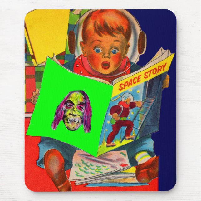 Space cadet Junge lese sci fi book Mousepad (Vorne)
