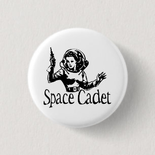 Space Cadet Schwarz und Weiß Button
