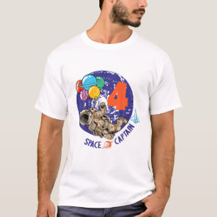 Space Captai Tag 4 Jahre alter Astronaut 4. Geburt T-Shirt