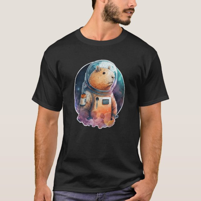 Space Capybara Astronaut Tierschaum Galaxy Capiba T-Shirt (Vorderseite)