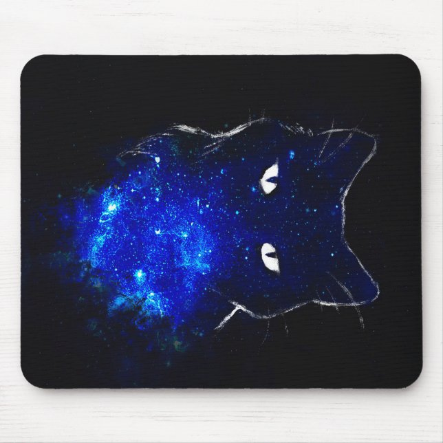 Space Cat Black Cat Geschenk für Niedliche Kitten  Mousepad (Vorne)