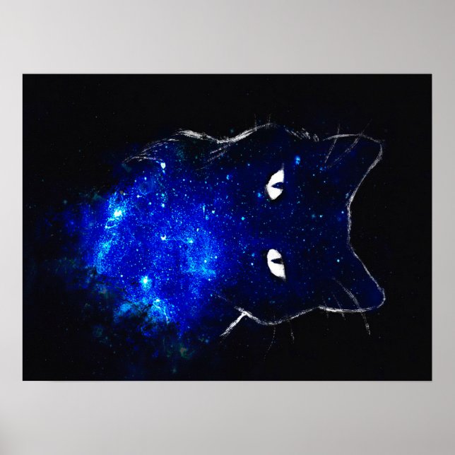 Space Cat Black Cat Geschenk für Niedliche Kitten  Poster (Vorne)