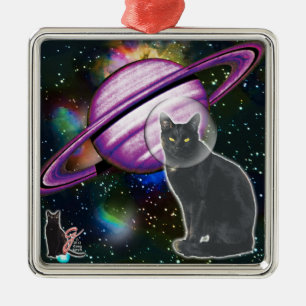 Space-Cat Cosmo Ornament Aus Metall