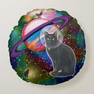 Space Cat Cosmo Rundes Kissen
