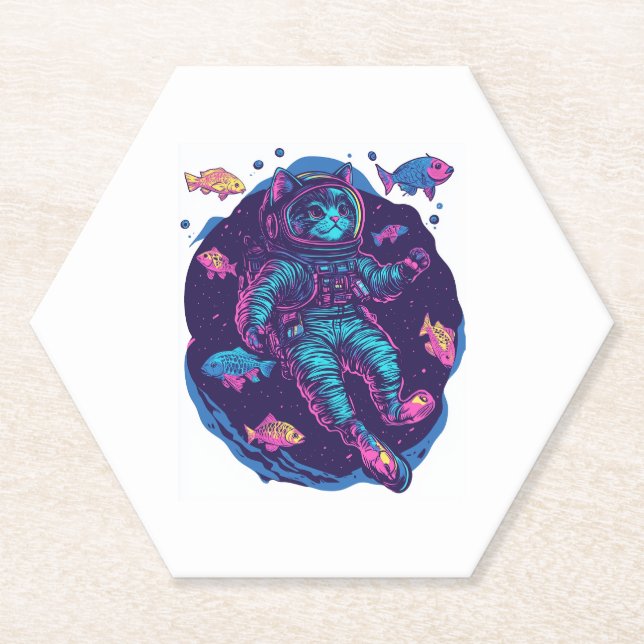 Space Cat Dreams � Funny Vaporwave Galaxy Kitty Untersetzer (Vorderseite)