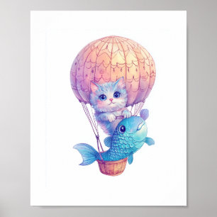 Space Cat Dreams - Funny Vaporwave Galaxy Poster