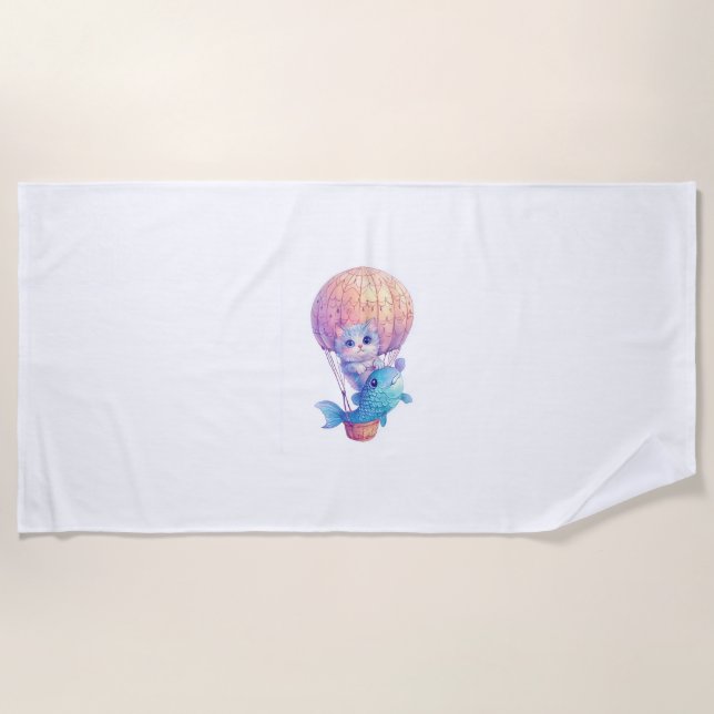 Space Cat Dreams - Funny Vaporwave Galaxy Strandtuch (Vorderseite)