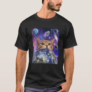 Space Cat Face in Galaxy Funny Niedlich Kitten Lie T-Shirt