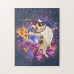 Space Cat Kitten Astronaut Funny Pizza Mars Alien Puzzle