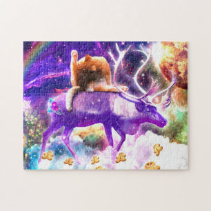 Space cat licking itself puzzle