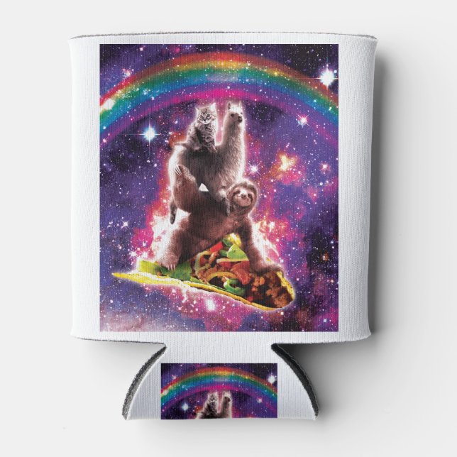 Space Cat Llama Sloth Riding Taco Dosenkühler (Vorderseite)