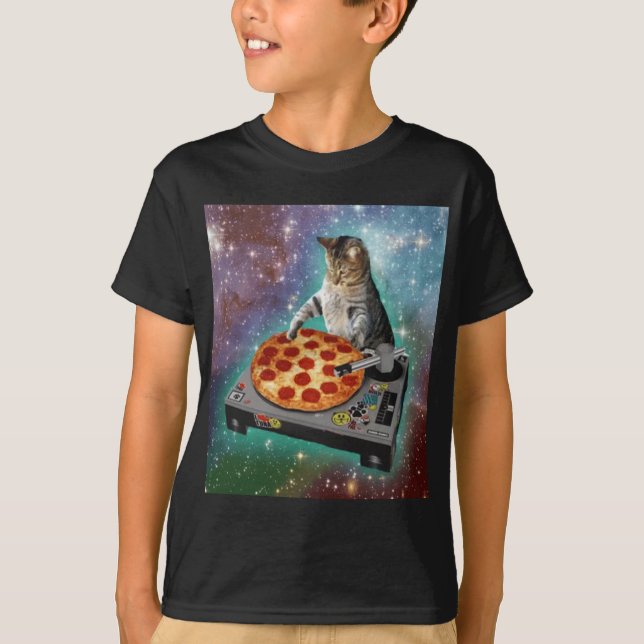 Space Cat Meme Galaxy Universe Pizza Kitty Kitten T-Shirt (Vorderseite)