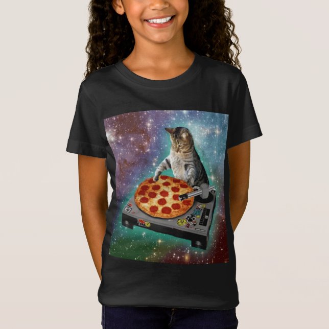 Space Cat Meme Galaxy Universe Pizza Kitty Kitten T-Shirt (Vorderseite)