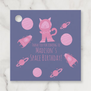 Space Cat Pink Galaxy Geburtstag   Geschenkanhänger