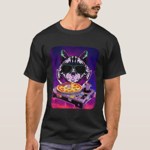 Space Cat Remix DJ PIZZA Remix für Katzen-Galaxie T-Shirt