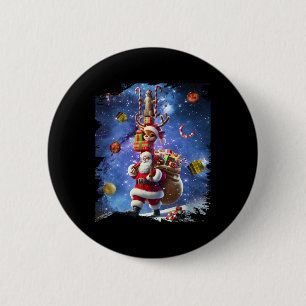 Space Cat Rentier und Weihnachten Button