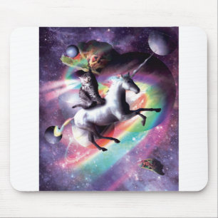 Space Cat Riding Unicorn - Laser, Tacos, Regenboge Mousepad