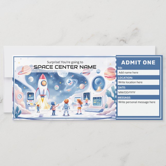 Space Centre -  Space Museum Ticket Template Einladung (Vorderseite)