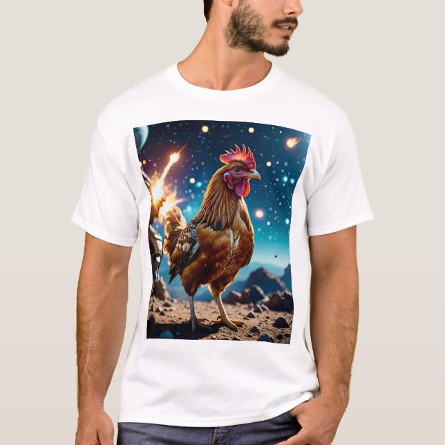 Space Chicken T - Shirt Funny Gift (Vorderseite)