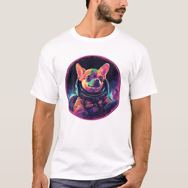 Space Chihuahua Dog Mama Vater Chihuahua T Shirt (Vorderseite)