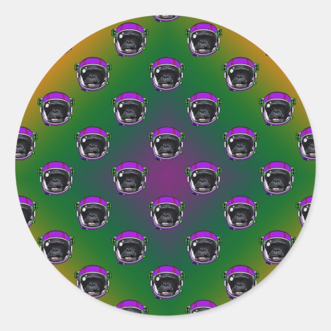Space Chimp Runder Aufkleber (Vorderseite)